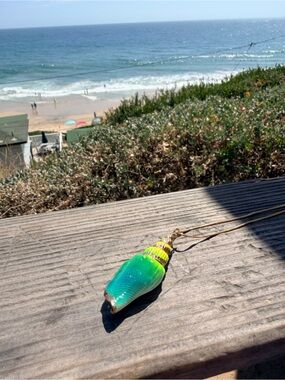 Coastal Seashell Pendant Necklace Gold Tone Green Blue Yellow Beach Style
